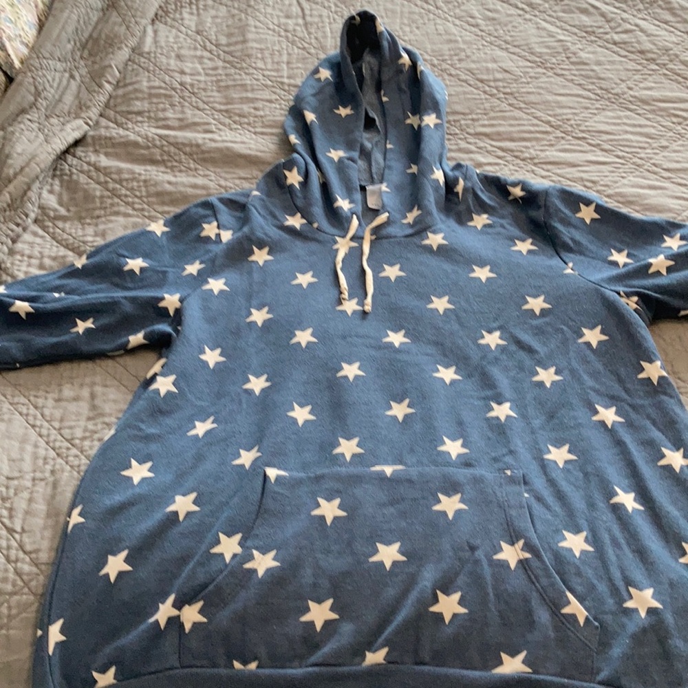 XXL Blue Alternative Hooded Sweatshirt w Stars